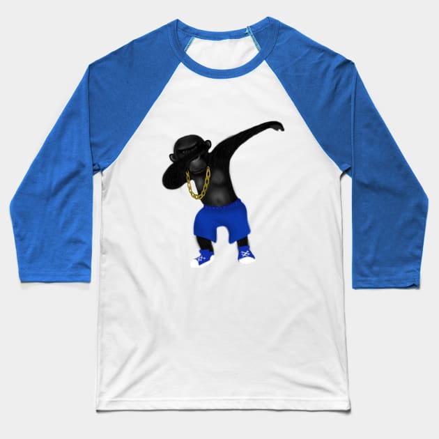 Dancing Dab Cool Chimp Monkey Baseball T-Shirt by Merchweaver